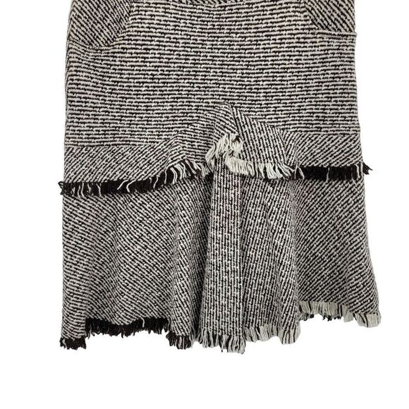 Womens Skirt Tweed Tiered Fringed Tea Length Pockets Boho Country Brown S - Picture 7 of 9